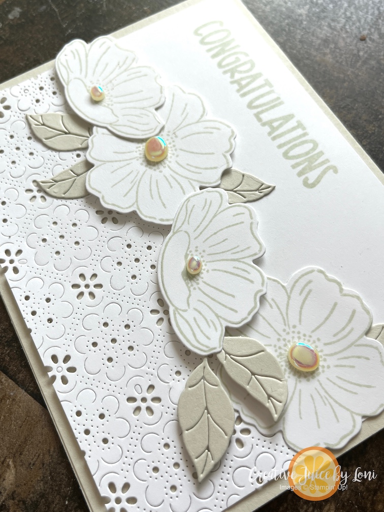 Stampin’ Up!®️ Lovely Arrangements Beige and White Wedding Card