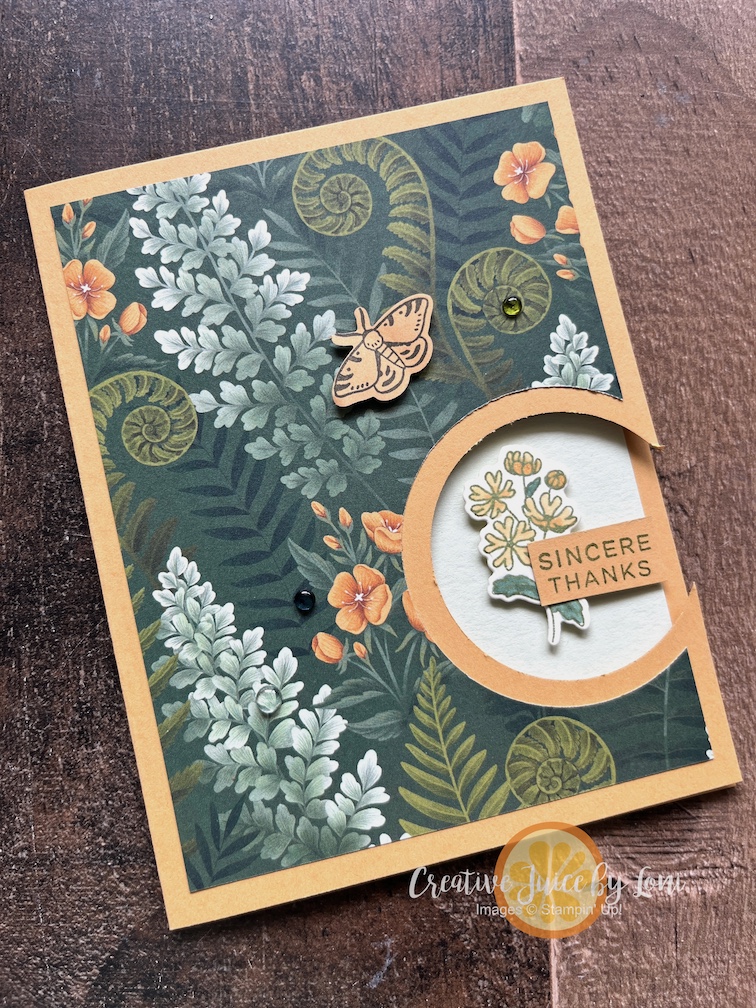 Peek-through card with circle punches and Moonlit Flora Designer Series Paper by Stampin’ Up!®️ 