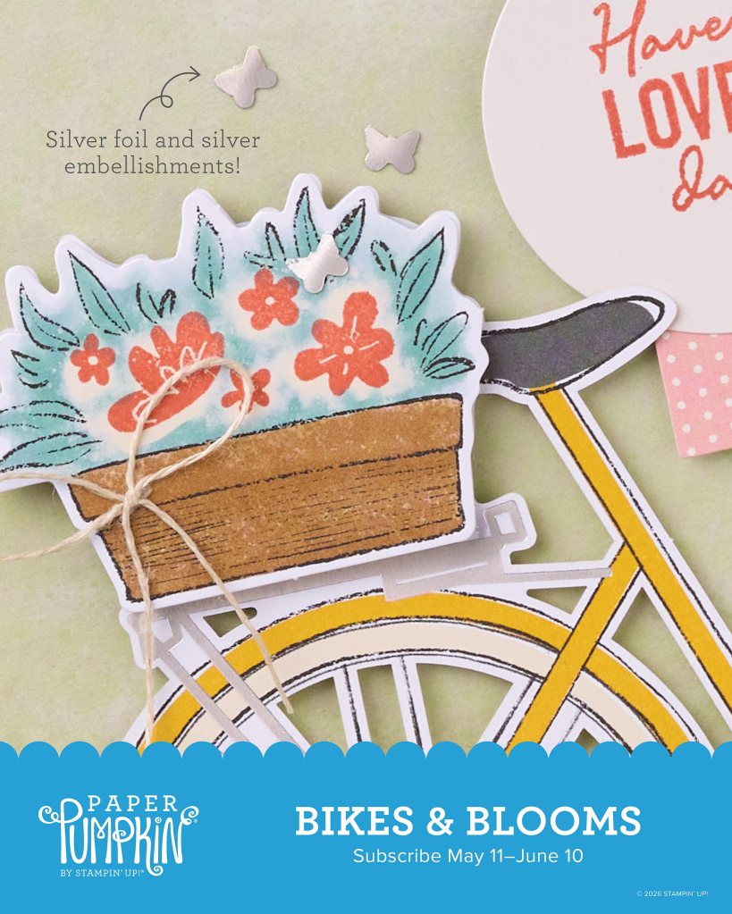 June 2026 Paper Pumpkin Kit: Bikes & Blooms. Subscribe by June 10th. 